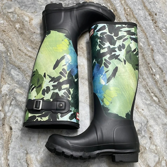 Hunter Original Limited Edition Tall Botanical Print Wellington Boot Size - Picture 12 of 14